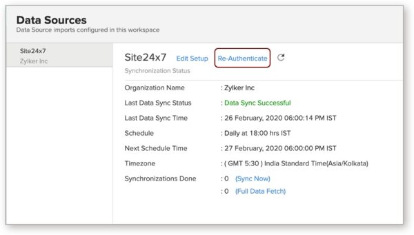 carga de datos zoho sites24x7